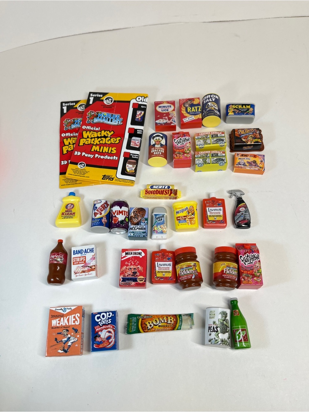 Wacky Packages Minis Topps 3D Puny Products Lot Ratz Mrs Klean Minute Lice 6Up